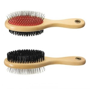 DOG GROOMING DOUBLE SIDED WOODEN BRUSH